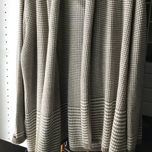 Cardigan sweater size large tan and white
